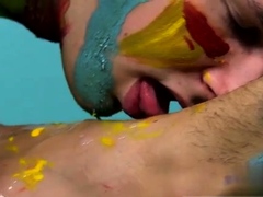 Hot gay mexican dick Splashed and wiped with colorful